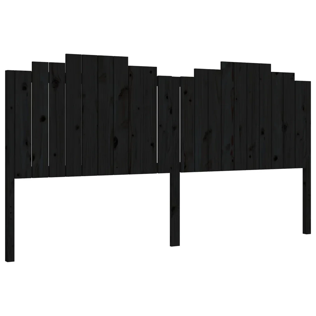 Letto matrimoniale | Letto per adulti | Giroletto con Testiera Nero 200x200 cm in Legno Massello - Image 8
