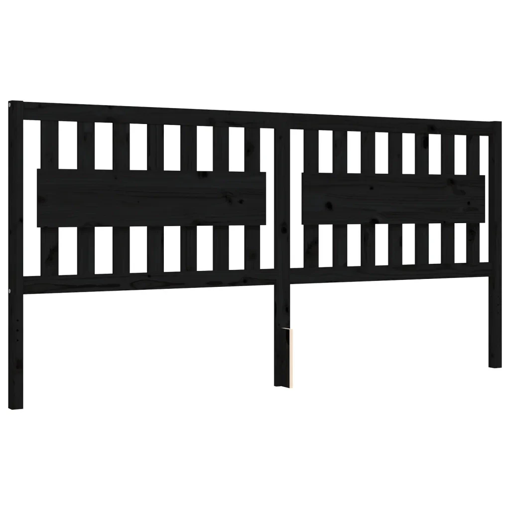 Letto matrimoniale | Letto per adulti | Giroletto con Testiera Nero 200x200 cm in Legno Massello - Image 8