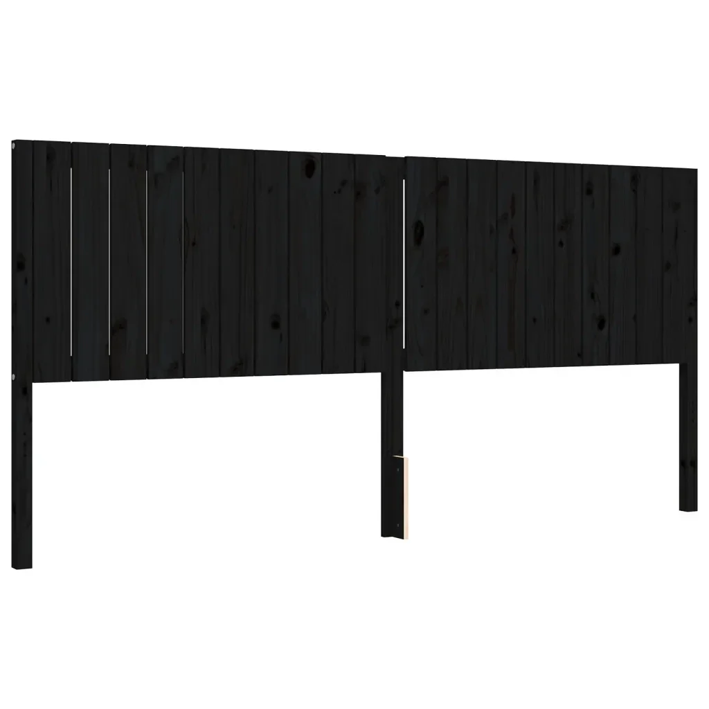 Letto matrimoniale | Letto per adulti | Giroletto con Testiera Nero 200x200 cm in Legno Massello - Image 8