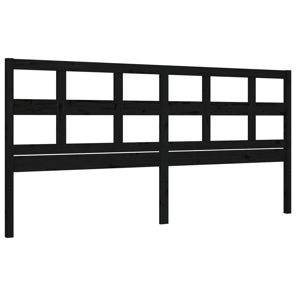 Letto matrimoniale | Letto per adulti | Giroletto con Testiera Nero 200x200 cm in Legno Massello - Image 8