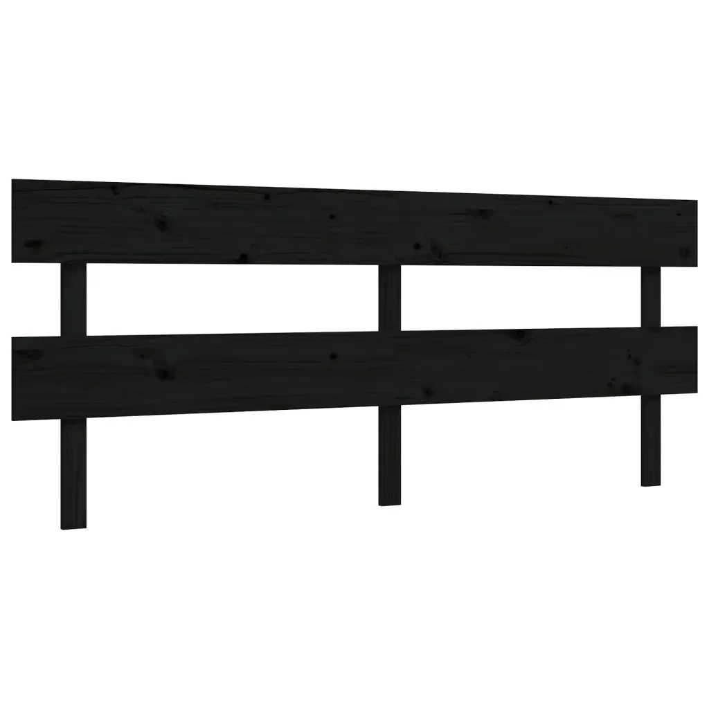 Letto matrimoniale | Letto per adulti | Giroletto con Testiera Nero 200x200 cm in Legno Massello - Image 8