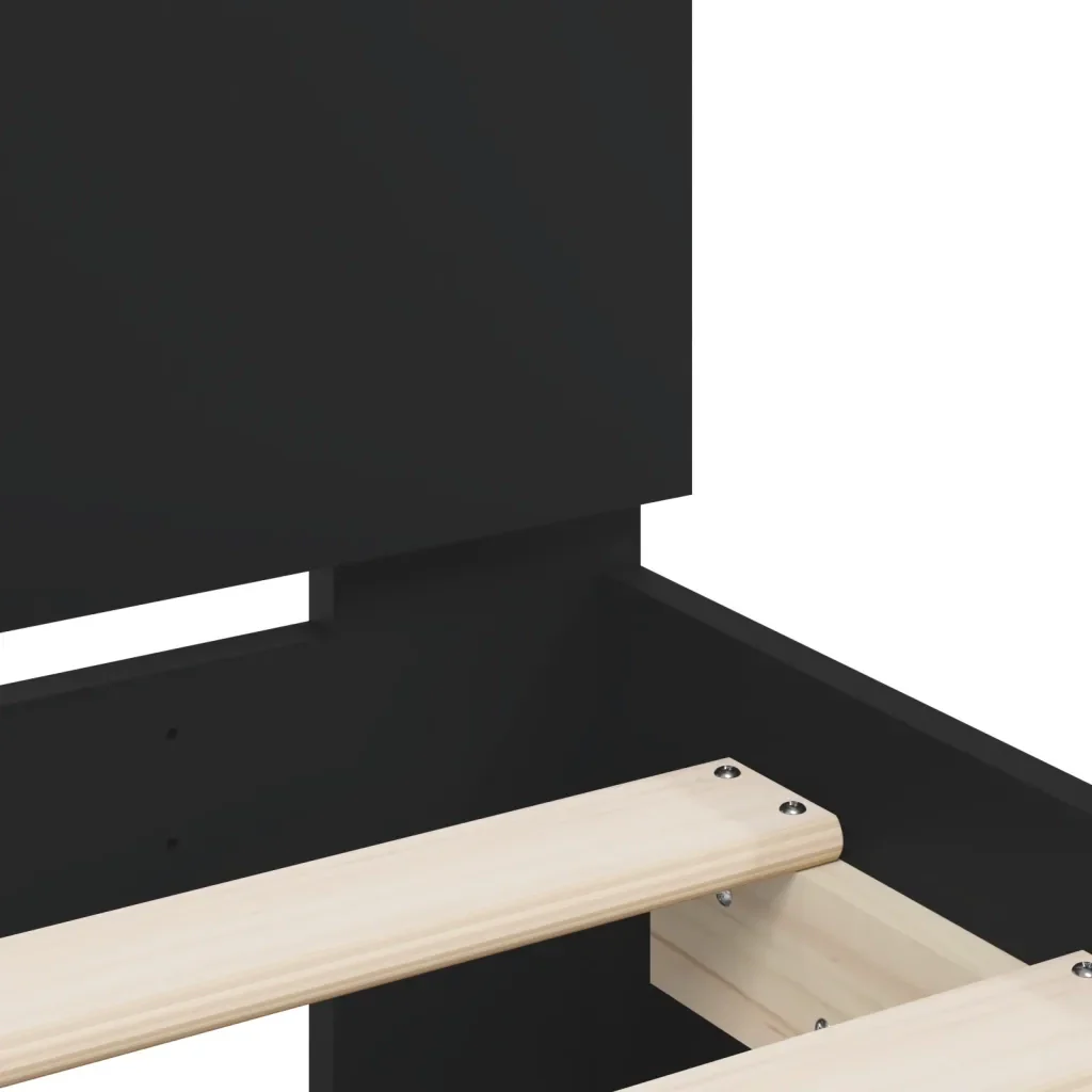 Letto matrimoniale | Letto per adulti | Giroletto con Testiera Nero 200x200 cm in Legno Multistrato - Image 8