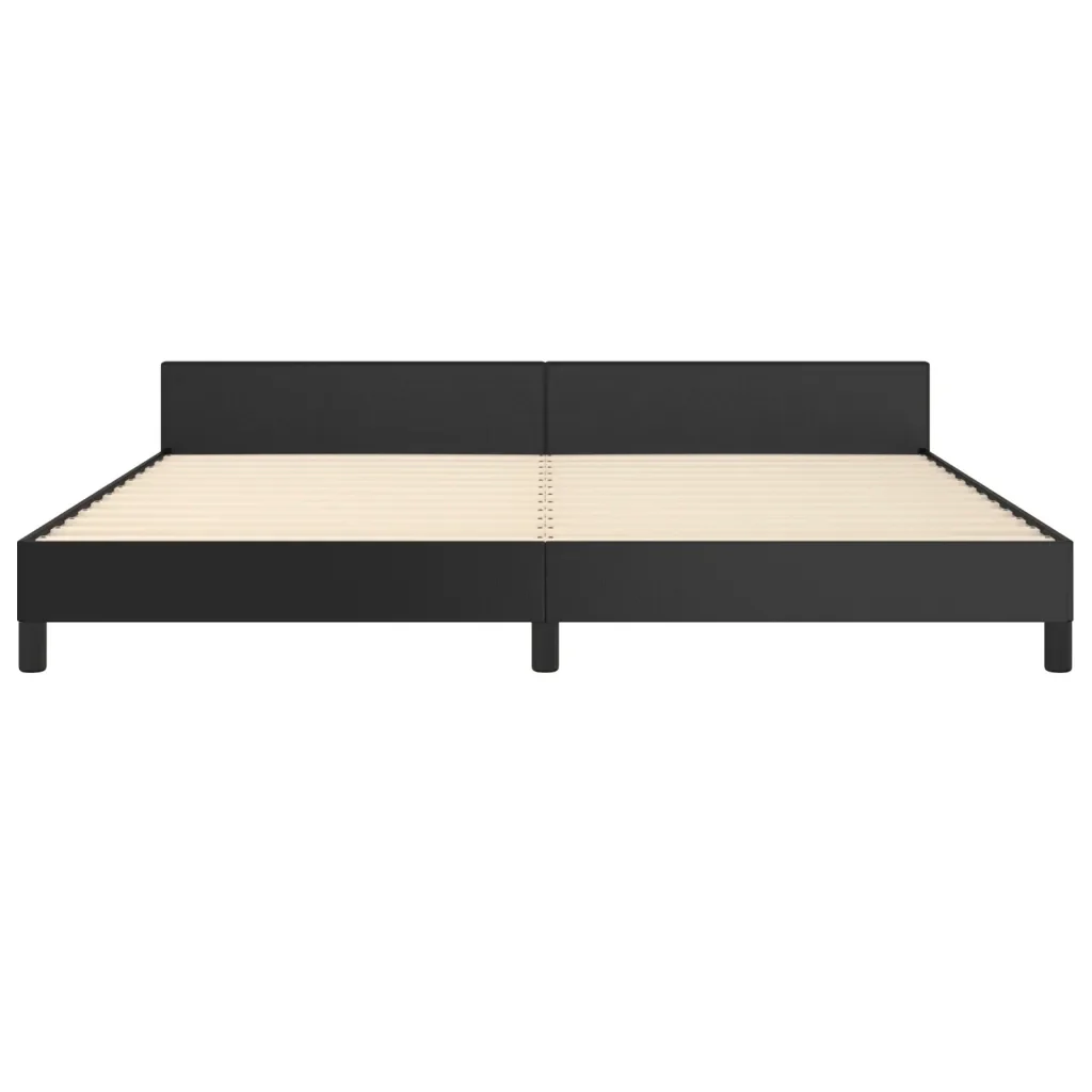 Letto matrimoniale | Letto per adulti | Giroletto con Testiera Nero 200x200 cm in Similpelle - Image 6