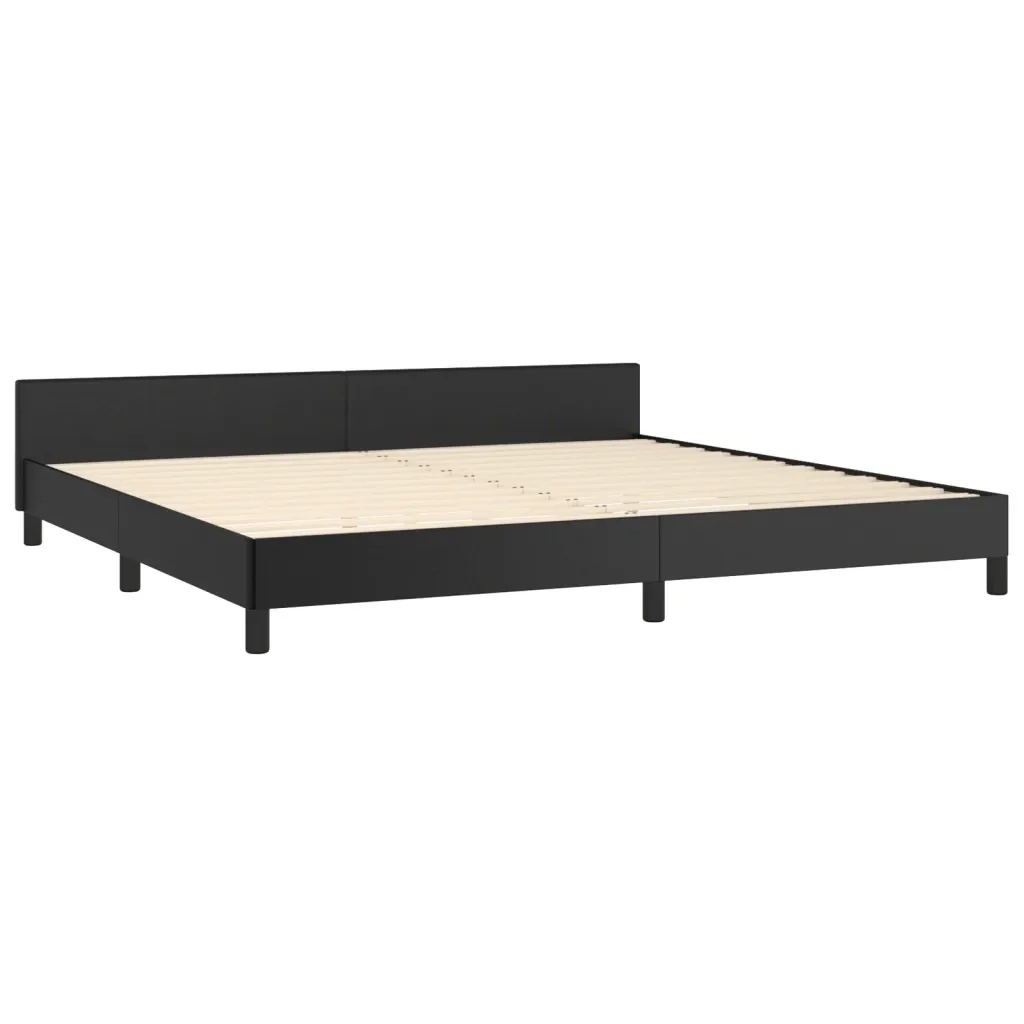 Letto matrimoniale | Letto per adulti | Giroletto con Testiera Nero 200x200 cm in Similpelle - Image 5