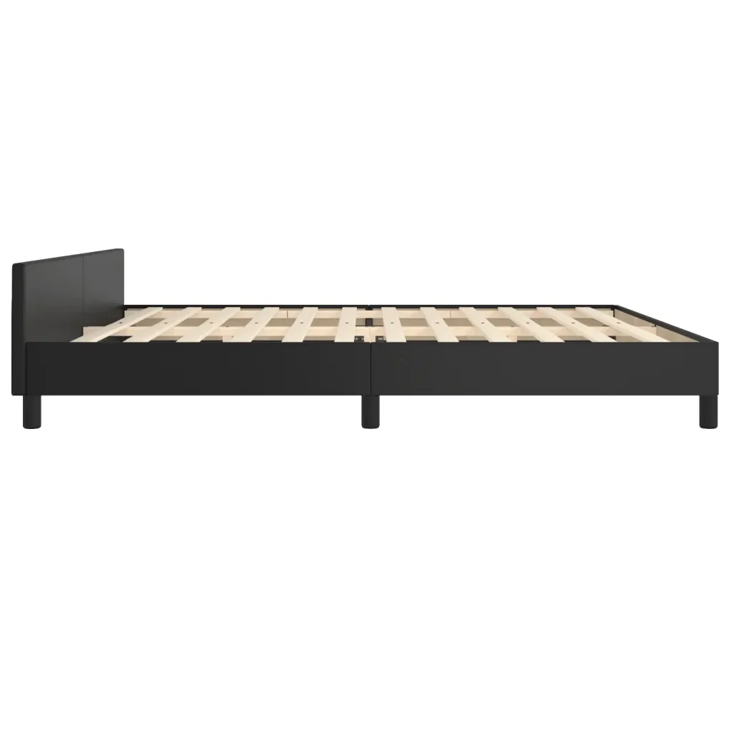 Letto matrimoniale | Letto per adulti | Giroletto con Testiera Nero 200x200 cm in Similpelle - Image 7