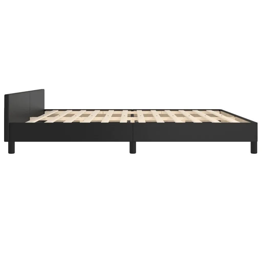 Letto matrimoniale | Letto per adulti | Giroletto con Testiera Nero 200x200 cm in Similpelle - Image 7
