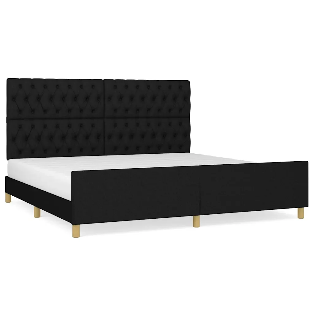 Letto matrimoniale | Letto per adulti | Giroletto con Testiera Nero 200x200 cm in Tessuto