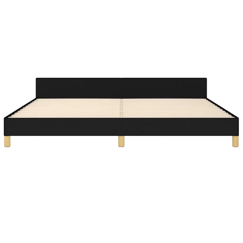 Letto matrimoniale | Letto per adulti | Giroletto con Testiera Nero 200x200 cm in Tessuto - Image 6