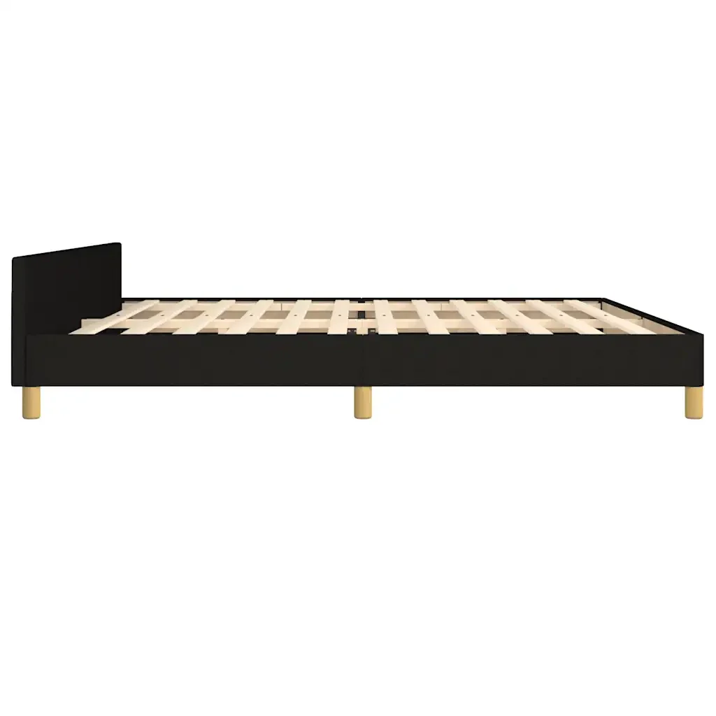Letto matrimoniale | Letto per adulti | Giroletto con Testiera Nero 200x200 cm in Tessuto - Image 7