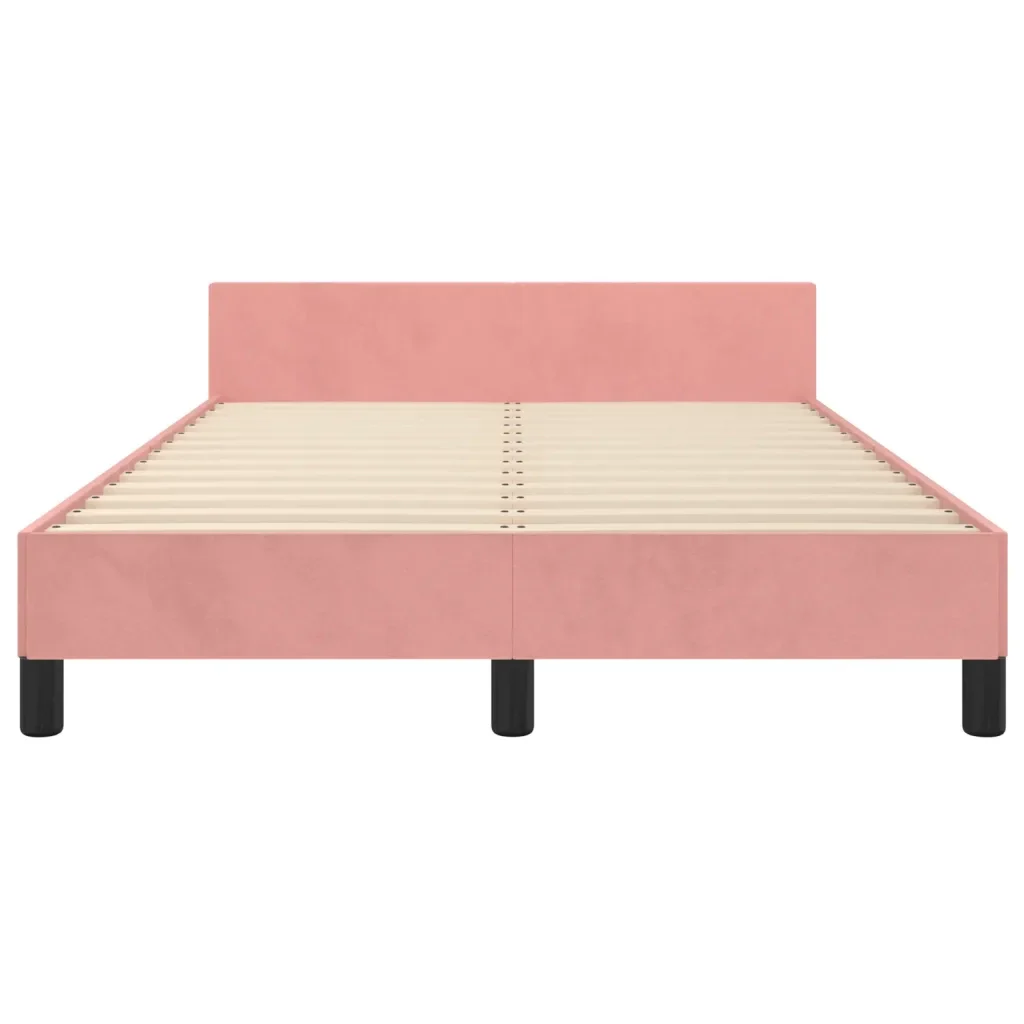 Letto matrimoniale | Letto per adulti | Giroletto con Testiera Rosa 120x200 cm in Velluto - Image 6