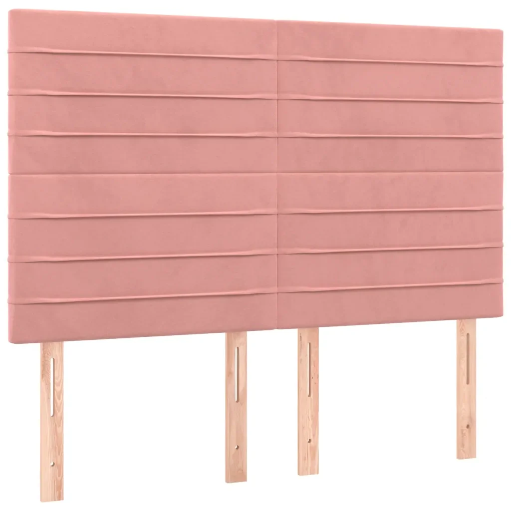Letto matrimoniale | Letto per adulti | Giroletto con Testiera Rosa 140x190 cm in Velluto - Image 8