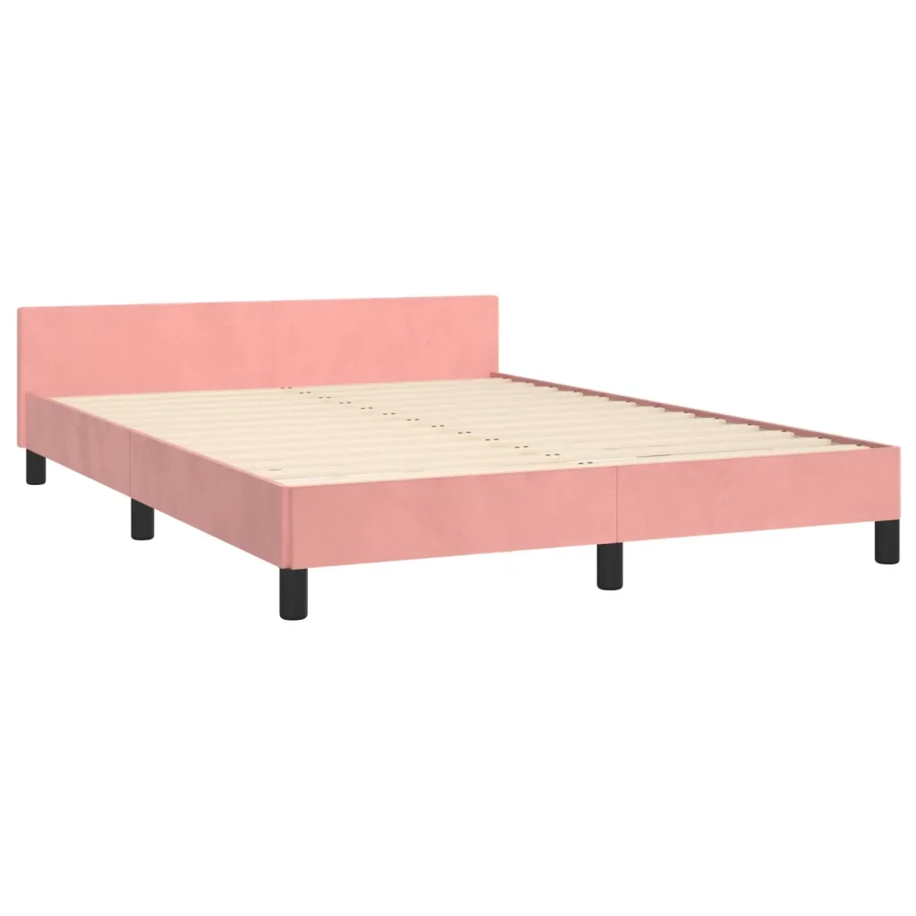 Letto matrimoniale | Letto per adulti | Giroletto con Testiera Rosa 140x190 cm in Velluto - Image 5