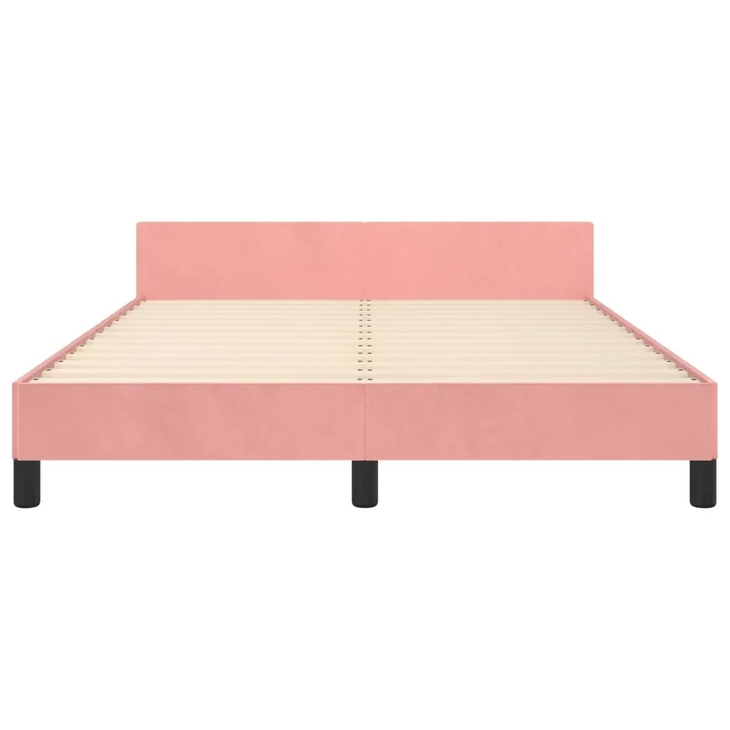 Letto matrimoniale | Letto per adulti | Giroletto con Testiera Rosa 140x190 cm in Velluto - Image 6