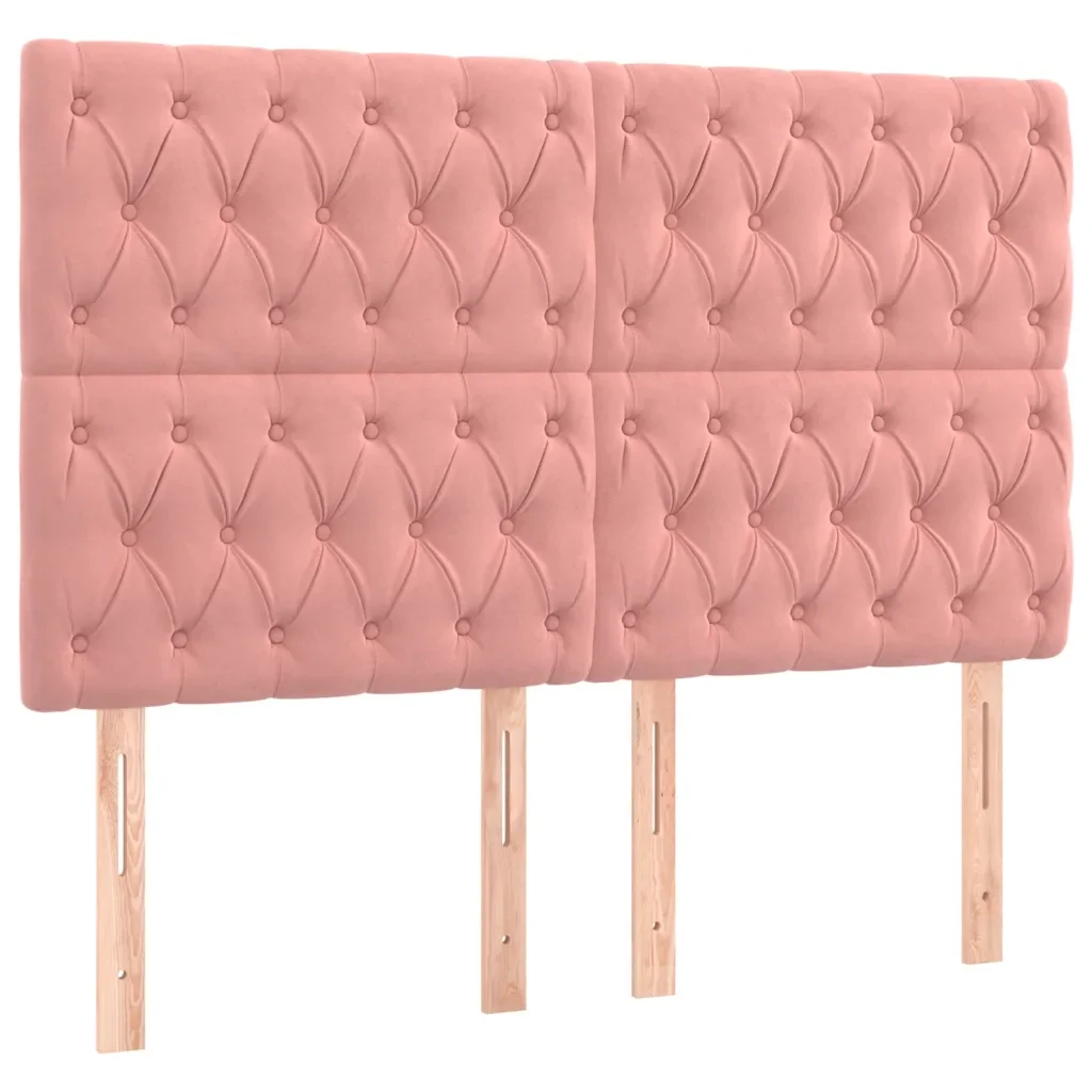 Letto matrimoniale | Letto per adulti | Giroletto con Testiera Rosa 140x190 cm in Velluto - Image 8
