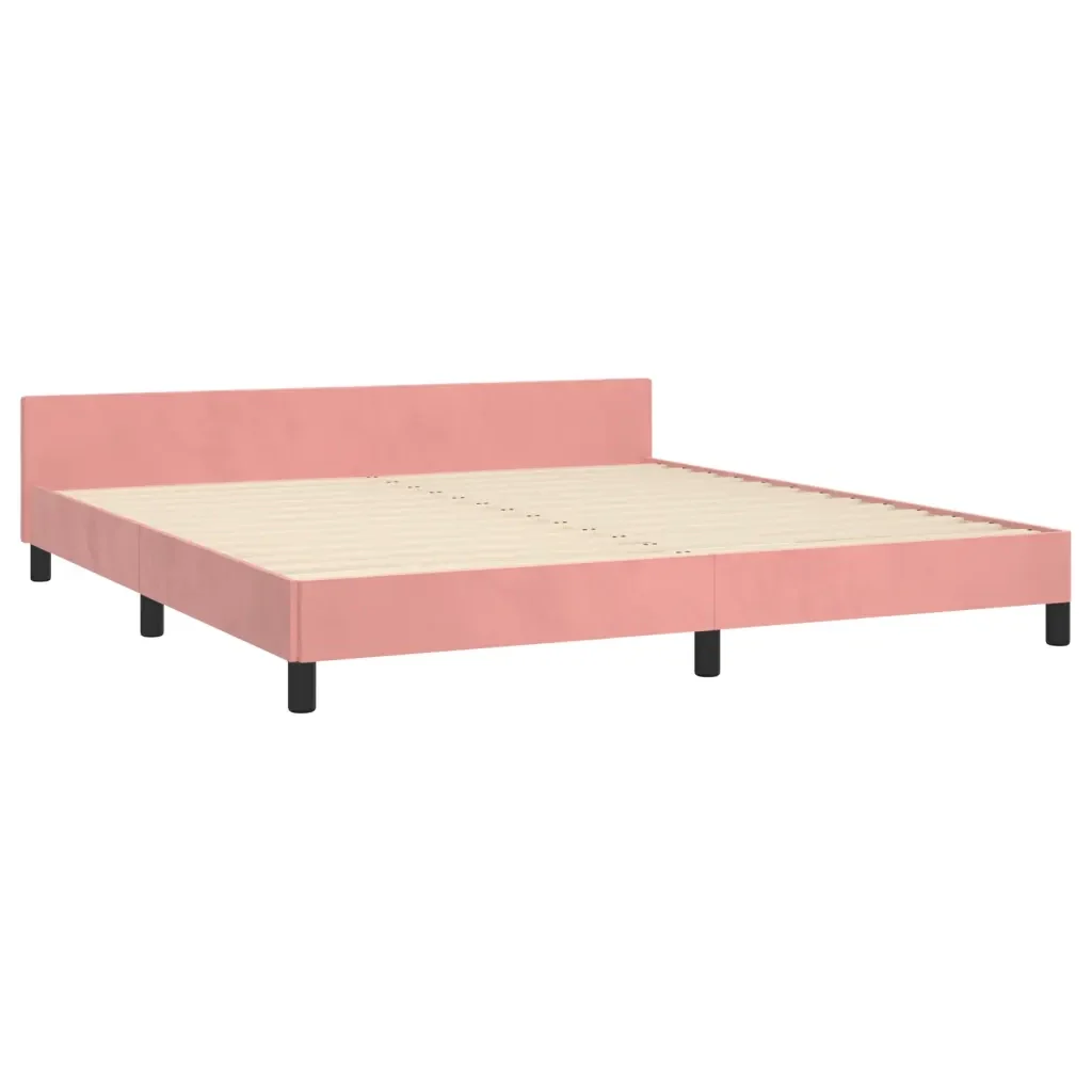Letto matrimoniale | Letto per adulti | Giroletto con Testiera Rosa 160x200 cm in Velluto - Image 5