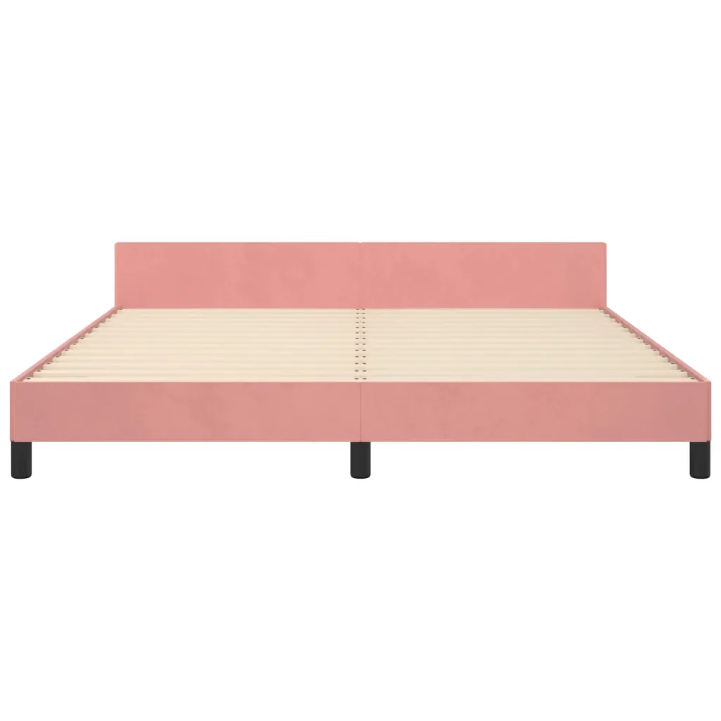 Letto matrimoniale | Letto per adulti | Giroletto con Testiera Rosa 160x200 cm in Velluto - Image 6