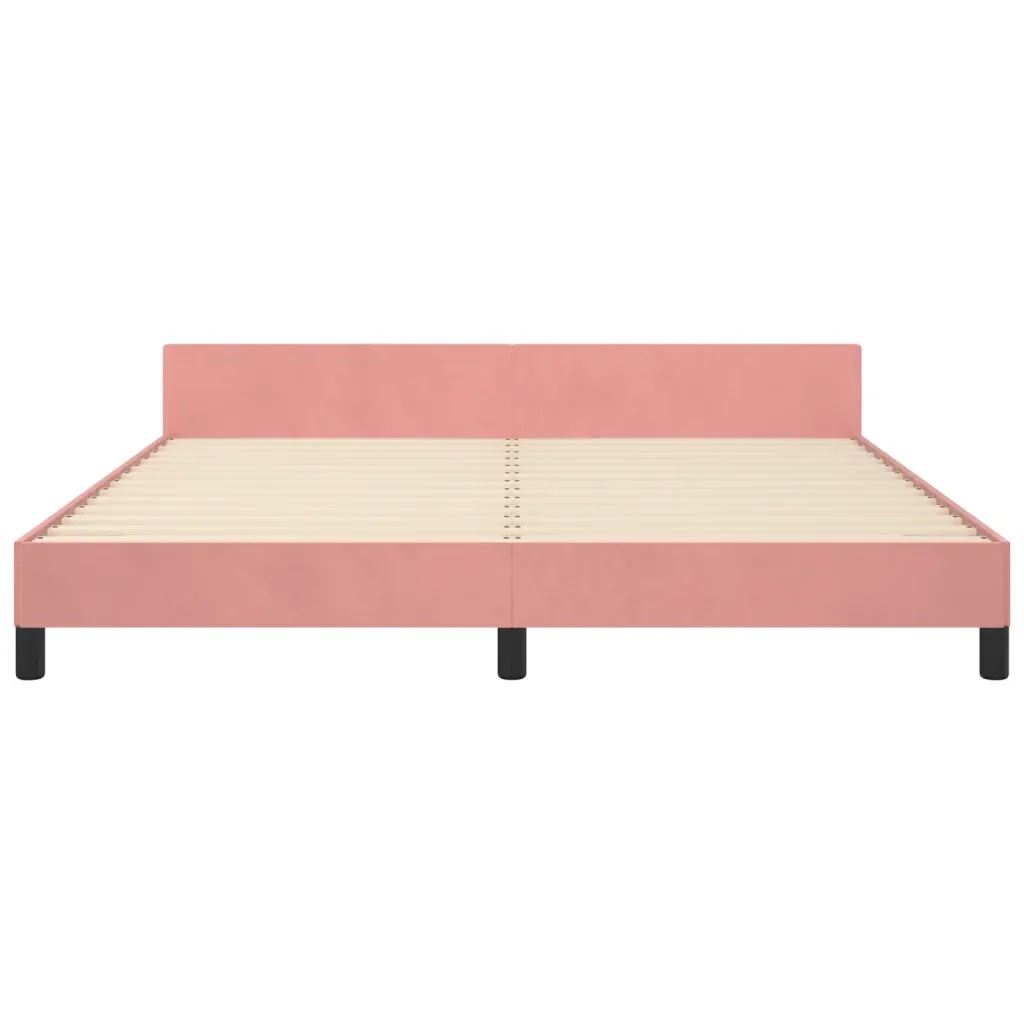Letto matrimoniale | Letto per adulti | Giroletto con Testiera Rosa 160x200 cm in Velluto - Image 6