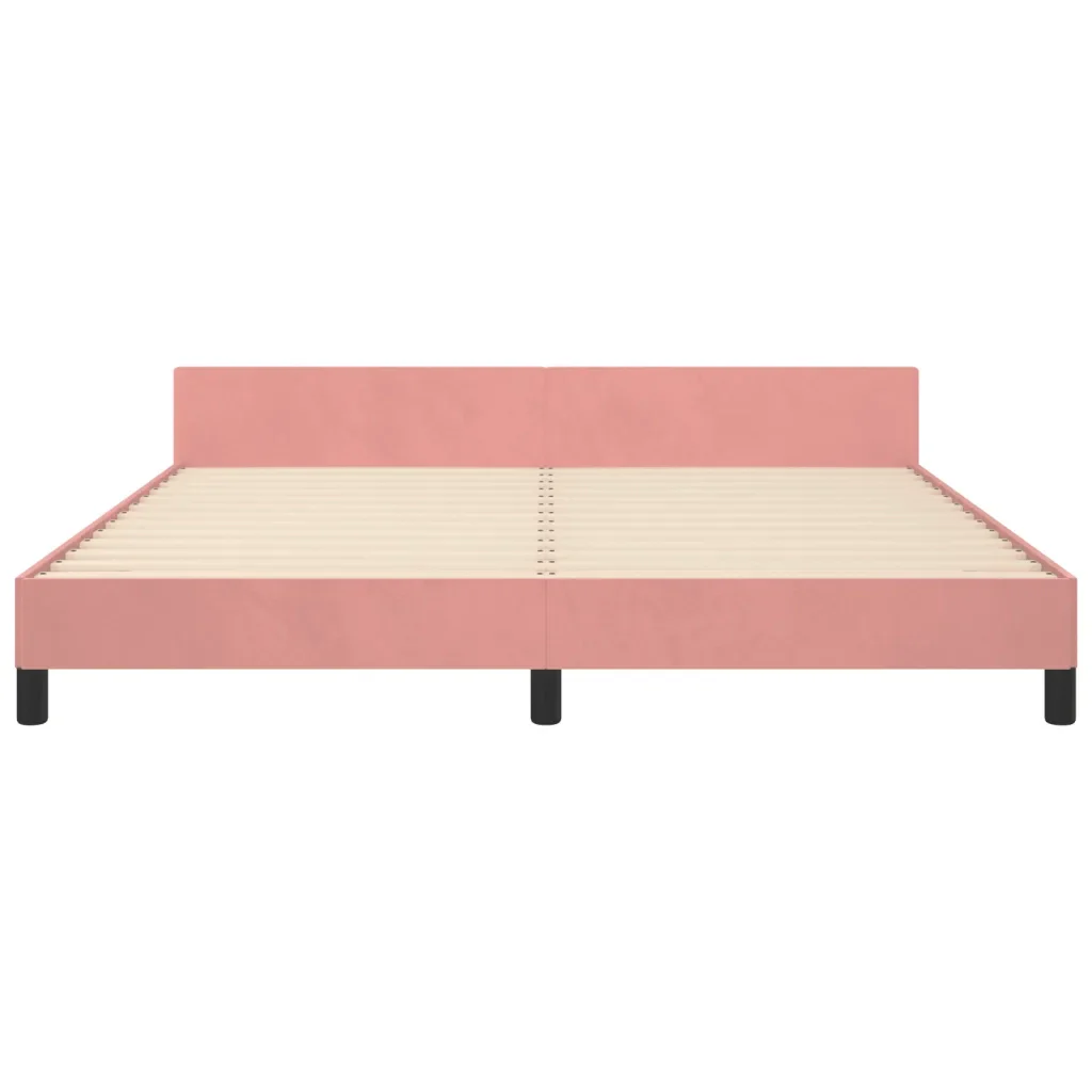 Letto matrimoniale | Letto per adulti | Giroletto con Testiera Rosa 180x200 cm in Velluto - Image 6