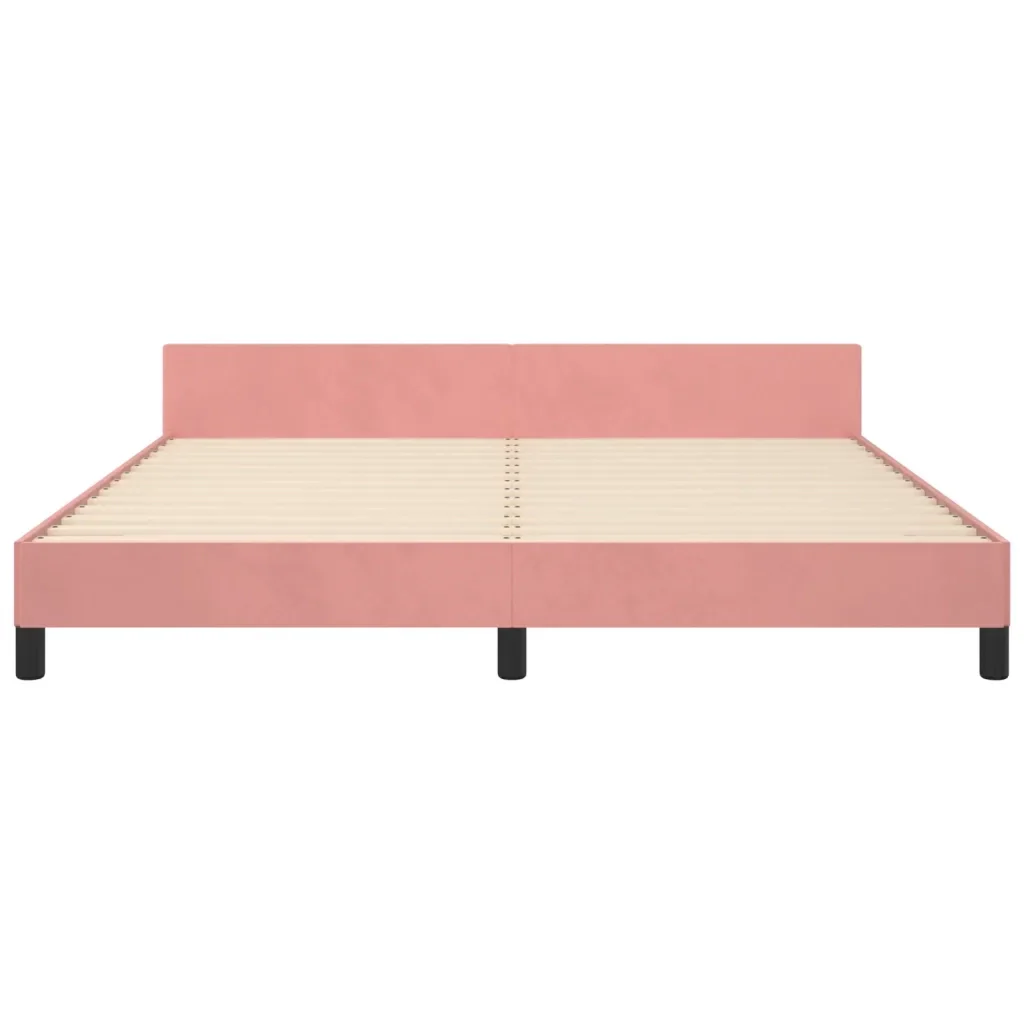 Letto matrimoniale | Letto per adulti | Giroletto con Testiera Rosa 180x200 cm in Velluto - Image 6