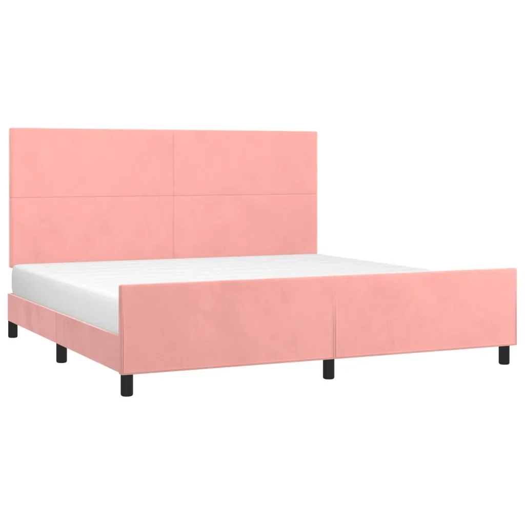 Letto matrimoniale | Letto per adulti | Giroletto con Testiera Rosa 200x200 cm in Velluto - Image 3