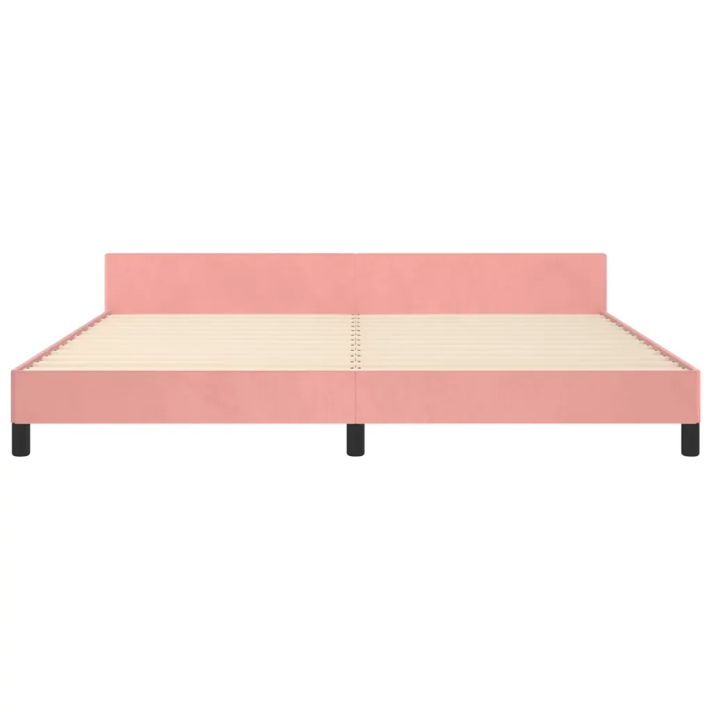 Letto matrimoniale | Letto per adulti | Giroletto con Testiera Rosa 200x200 cm in Velluto - Image 6