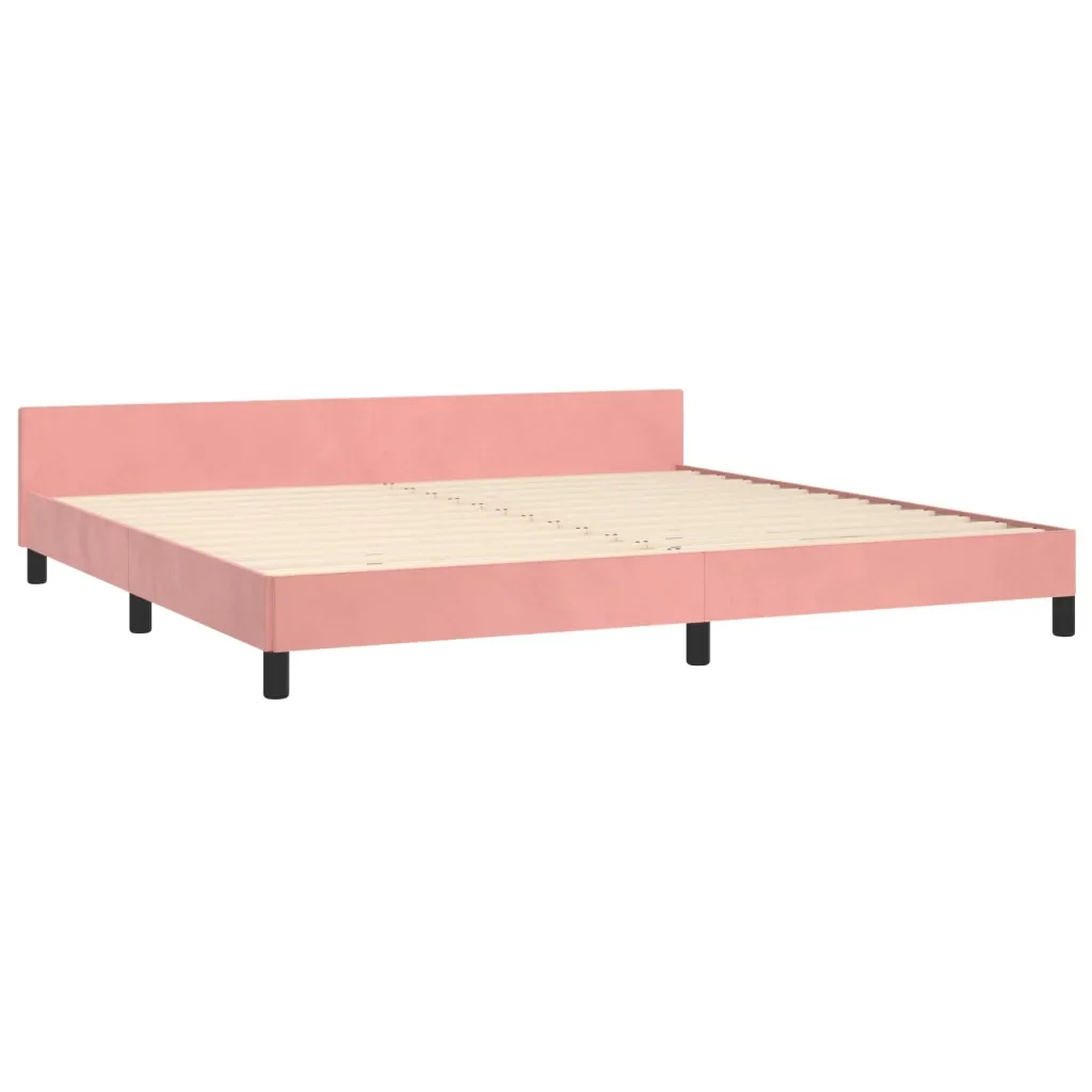 Letto matrimoniale | Letto per adulti | Giroletto con Testiera Rosa 200x200 cm in Velluto - Image 5