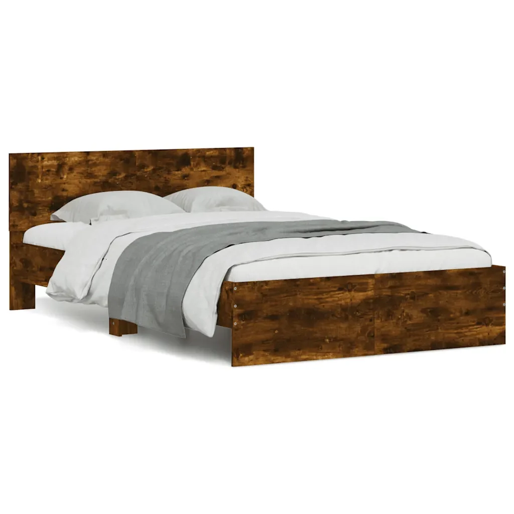 Letto matrimoniale | Letto per adulti | Giroletto con Testiera Rovere Fumo 120x190 cm