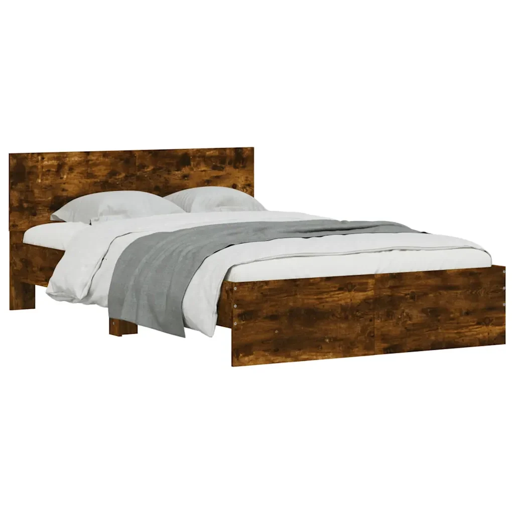Letto matrimoniale | Letto per adulti | Giroletto con Testiera Rovere Fumo 120x190 cm - Image 3