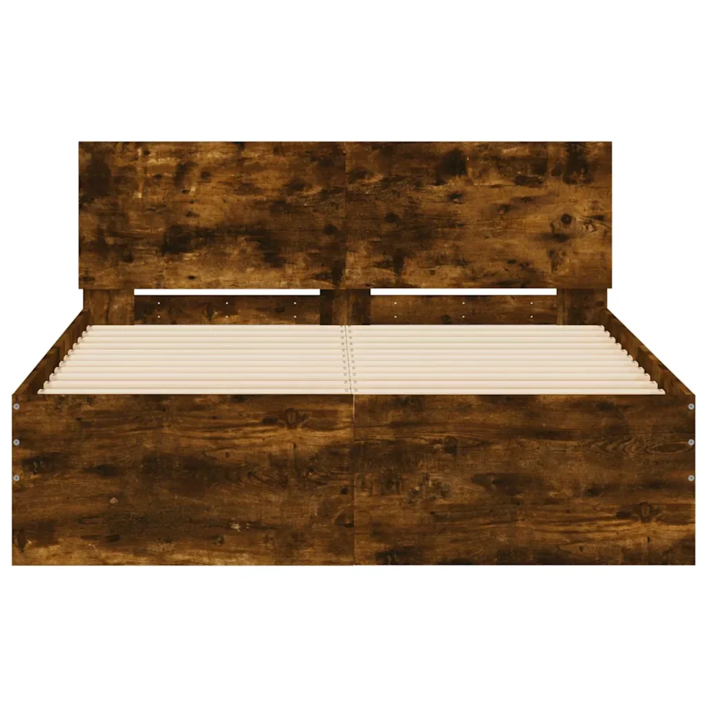 Letto matrimoniale | Letto per adulti | Giroletto con Testiera Rovere Fumo 120x190 cm - Image 5