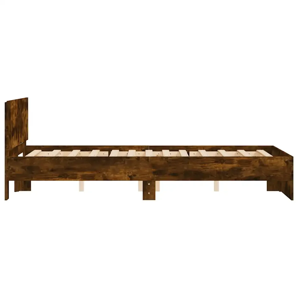 Letto matrimoniale | Letto per adulti | Giroletto con Testiera Rovere Fumo 120x190 cm - Image 6