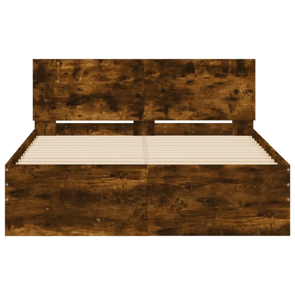 Letto matrimoniale | Letto per adulti | Giroletto con Testiera Rovere Fumo 120x200 cm - Image 5