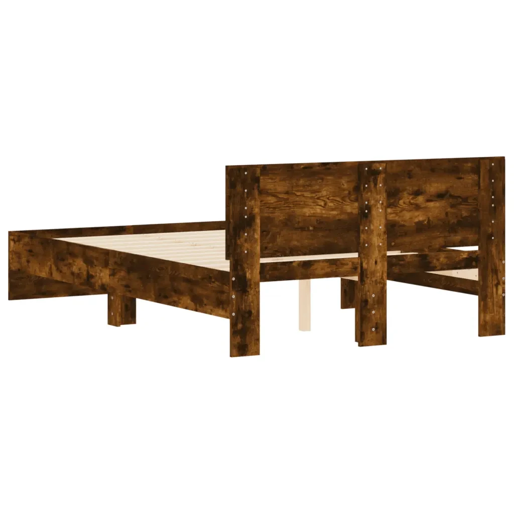 Letto matrimoniale | Letto per adulti | Giroletto con Testiera Rovere Fumo 120x200 cm - Image 7