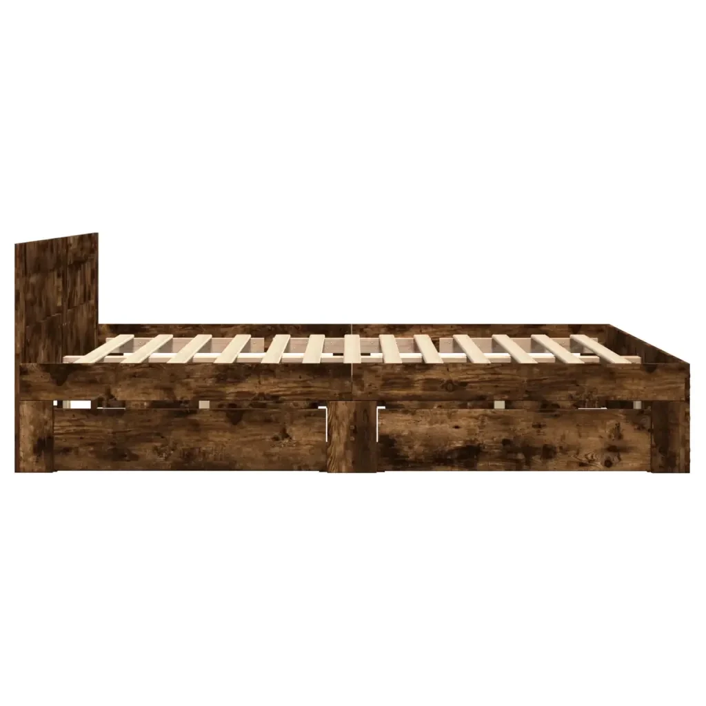 Letto matrimoniale | Letto per adulti | Giroletto con Testiera Rovere Fumo 120x200 cm Legno Multistrato - Image 6