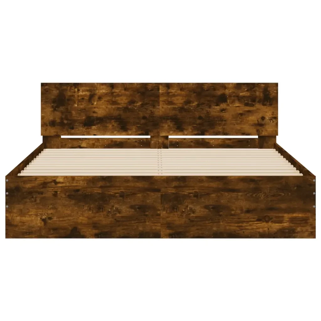 Letto matrimoniale | Letto per adulti | Giroletto con Testiera Rovere Fumo 140x190 cm - Image 5