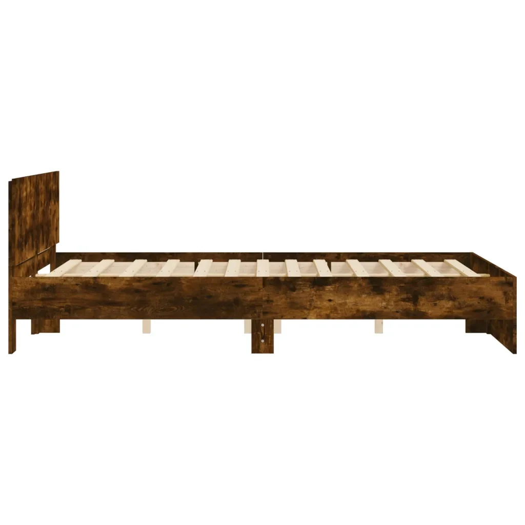 Letto matrimoniale | Letto per adulti | Giroletto con Testiera Rovere Fumo 140x190 cm - Image 6