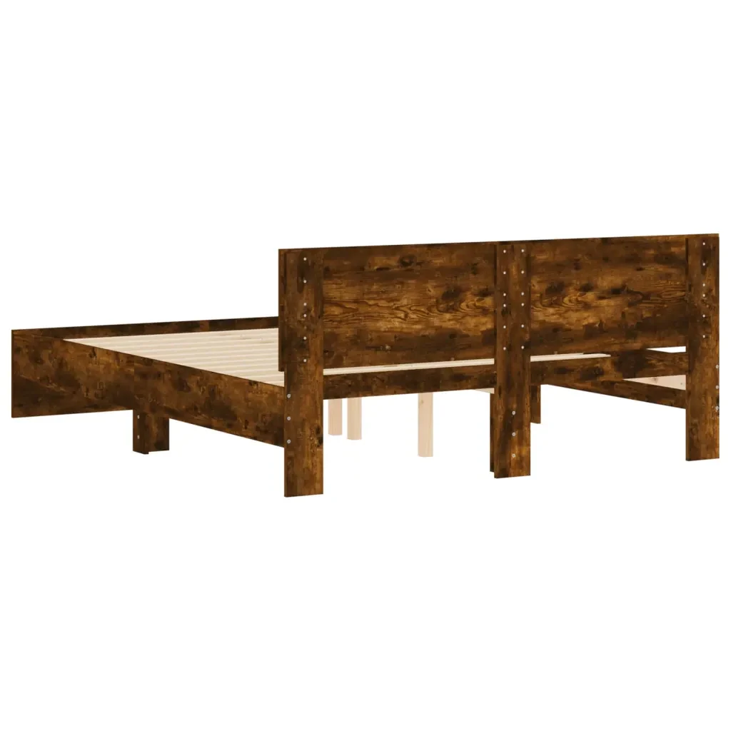 Letto matrimoniale | Letto per adulti | Giroletto con Testiera Rovere Fumo 140x190 cm - Image 7