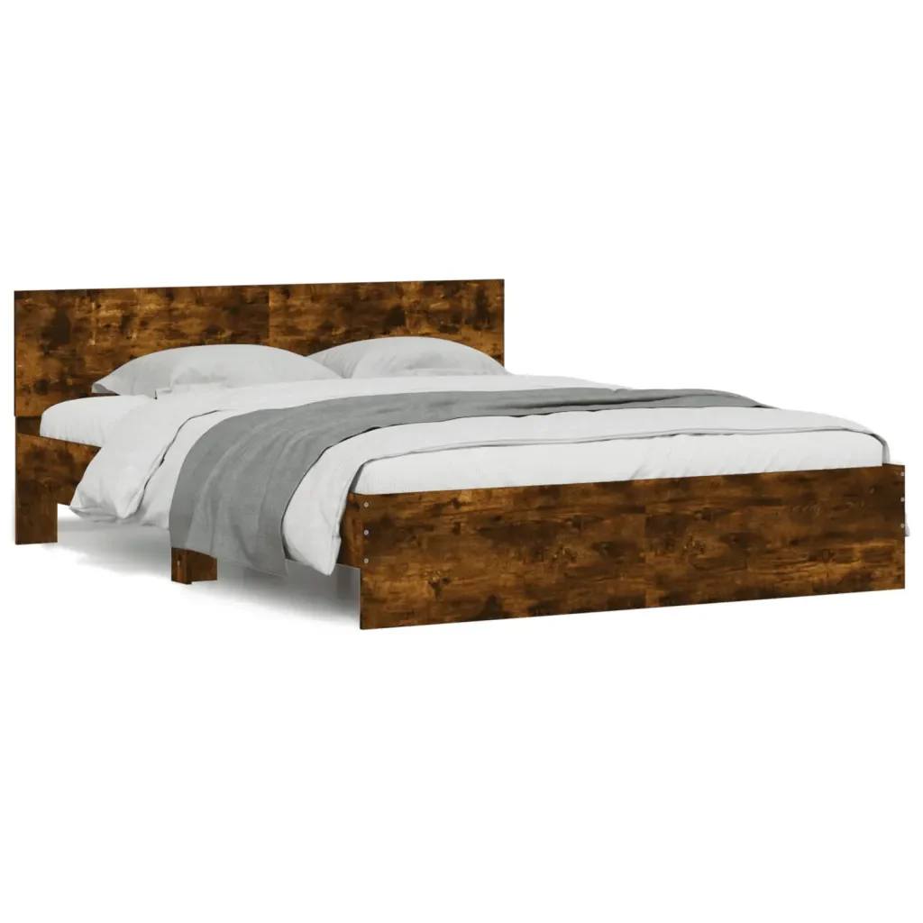 Letto matrimoniale | Letto per adulti | Giroletto con Testiera Rovere Fumo 140x200 cm