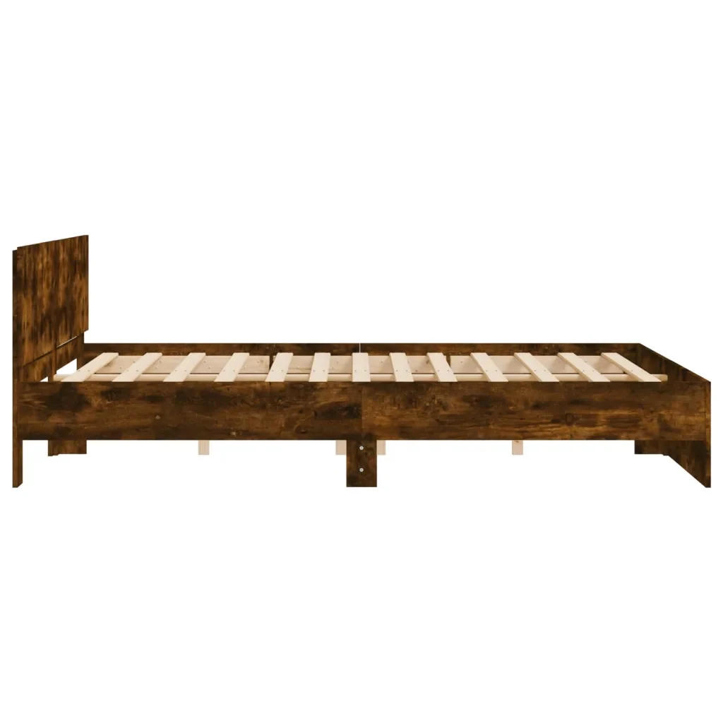 Letto matrimoniale | Letto per adulti | Giroletto con Testiera Rovere Fumo 160x200 cm - Image 6