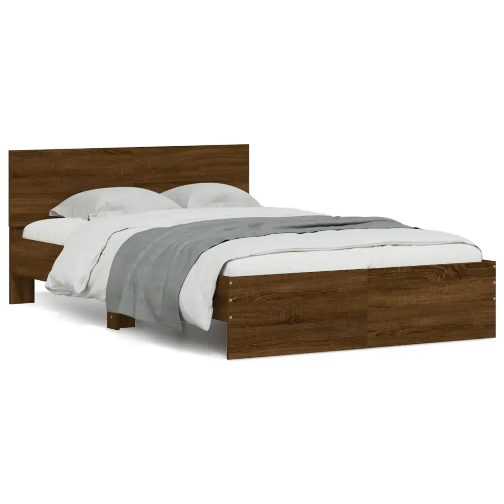 Letto matrimoniale | Letto per adulti | Giroletto con Testiera Rovere Marrone 120x190 cm