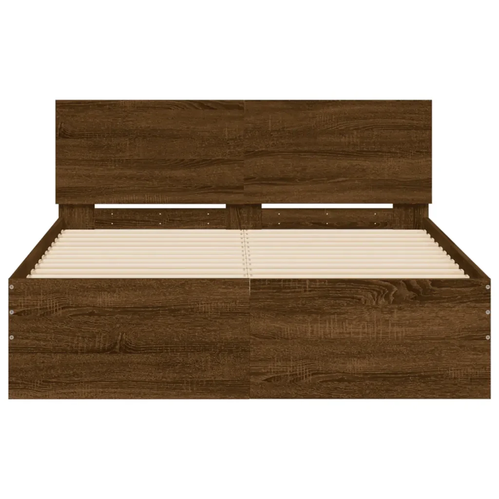 Letto matrimoniale | Letto per adulti | Giroletto con Testiera Rovere Marrone 120x190 cm - Image 5
