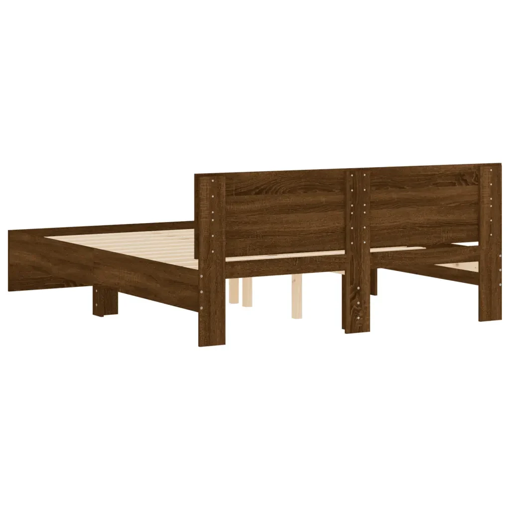 Letto matrimoniale | Letto per adulti | Giroletto con Testiera Rovere Marrone 140x190 cm - Image 7