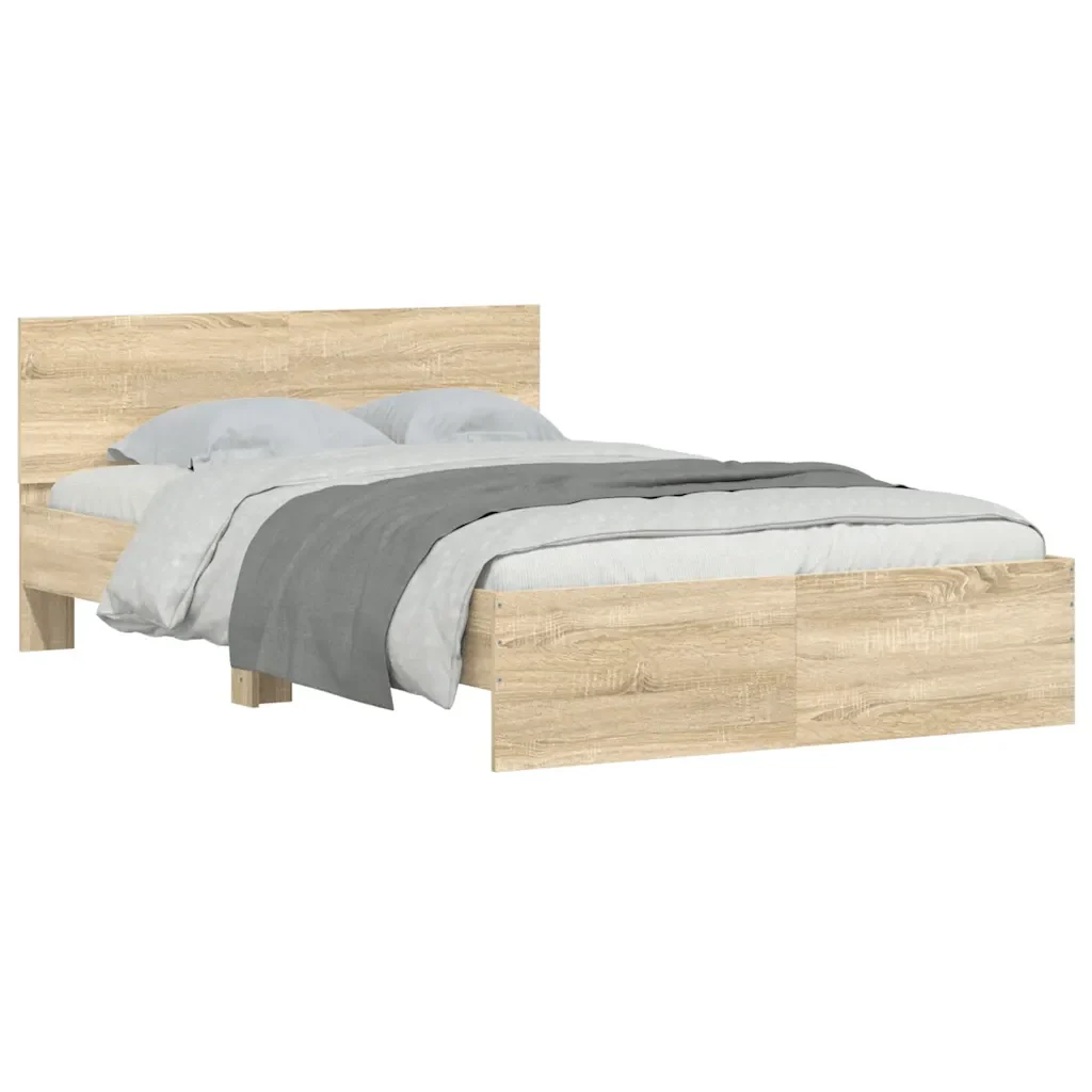 Letto matrimoniale | Letto per adulti | Giroletto con Testiera Rovere Sonoma 120x190 cm - Image 4