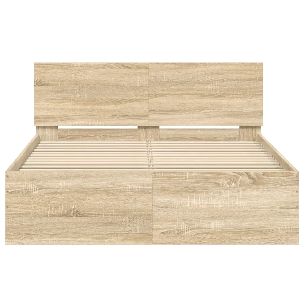 Letto matrimoniale | Letto per adulti | Giroletto con Testiera Rovere Sonoma 120x190 cm - Image 5