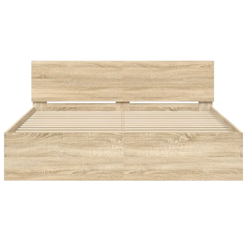 Letto matrimoniale | Letto per adulti | Giroletto con Testiera Rovere Sonoma 140x190 cm - Image 5