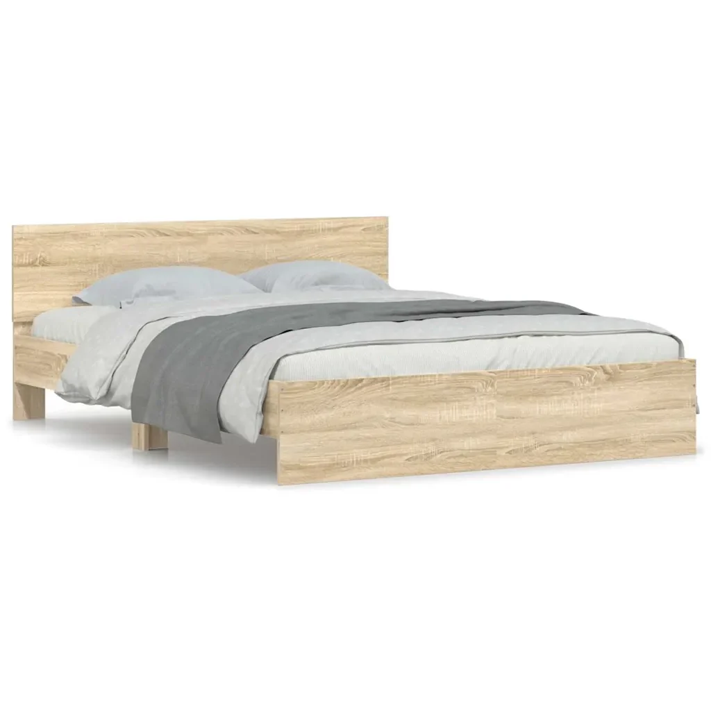 Letto matrimoniale | Letto per adulti | Giroletto con Testiera Rovere Sonoma 140x200 cm