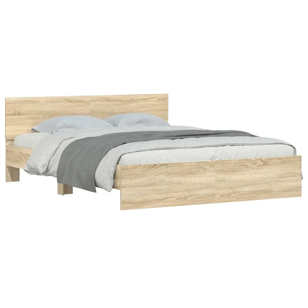 Letto matrimoniale | Letto per adulti | Giroletto con Testiera Rovere Sonoma 150x200 cm - Image 4