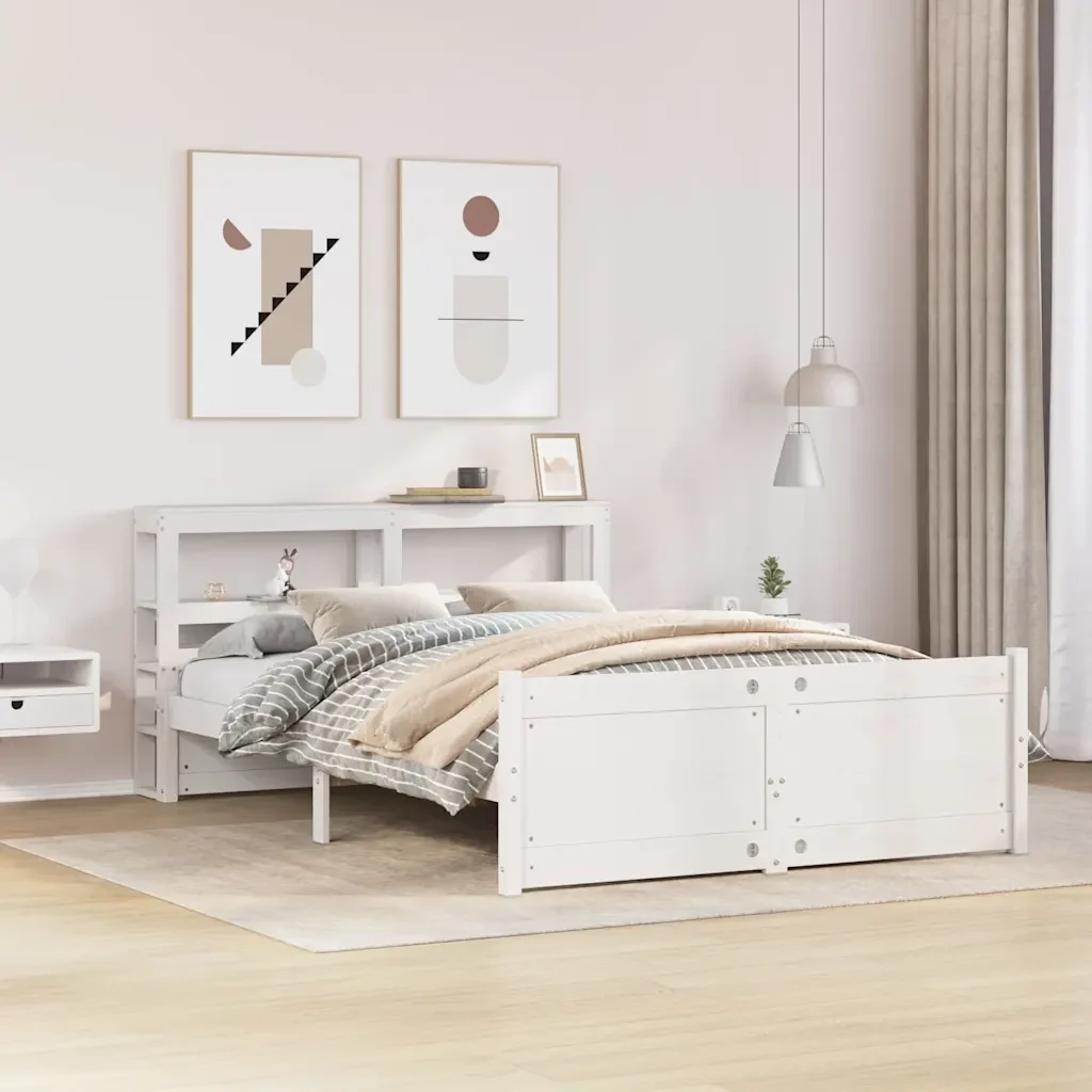 Letto matrimoniale | Letto per adulti | Giroletto con Testiera senza Materasso Bianco 120x200 cm - Image 2