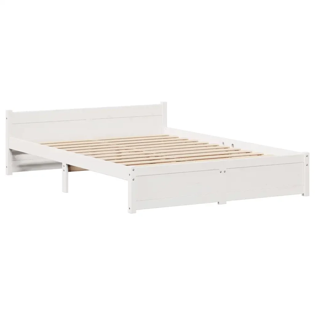 Letto matrimoniale | Letto per adulti | Giroletto con Testiera senza Materasso Bianco 120x200 cm - Image 5