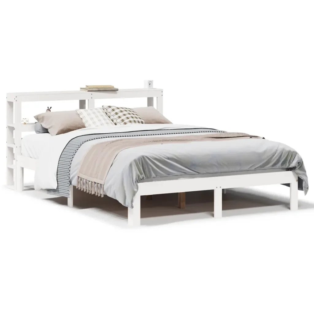 Letto matrimoniale | Letto per adulti | Giroletto con Testiera senza Materasso Bianco 120x200 cm