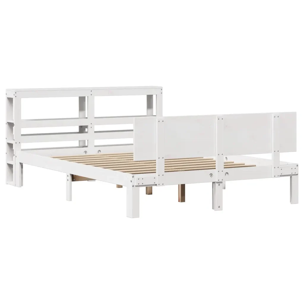 Letto matrimoniale | Letto per adulti | Giroletto con Testiera senza Materasso Bianco 120x200 cm - Image 3
